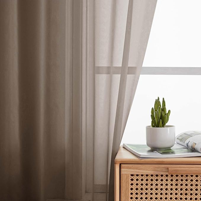 Chocolate Valances for Windows, Sheer Curtains 14 Inch Length 2 Pack Kitchen - Image 7