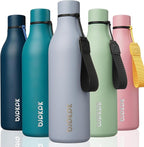 BJPKPK Insulated Water Bottles, 25 oz Stainless Steel Metal Water Bottle with Strap, BPA Free Leak Proof Thermos, Mugs, Flasks, Reusable Water Bottle for Sports & Travel, Mist Grey