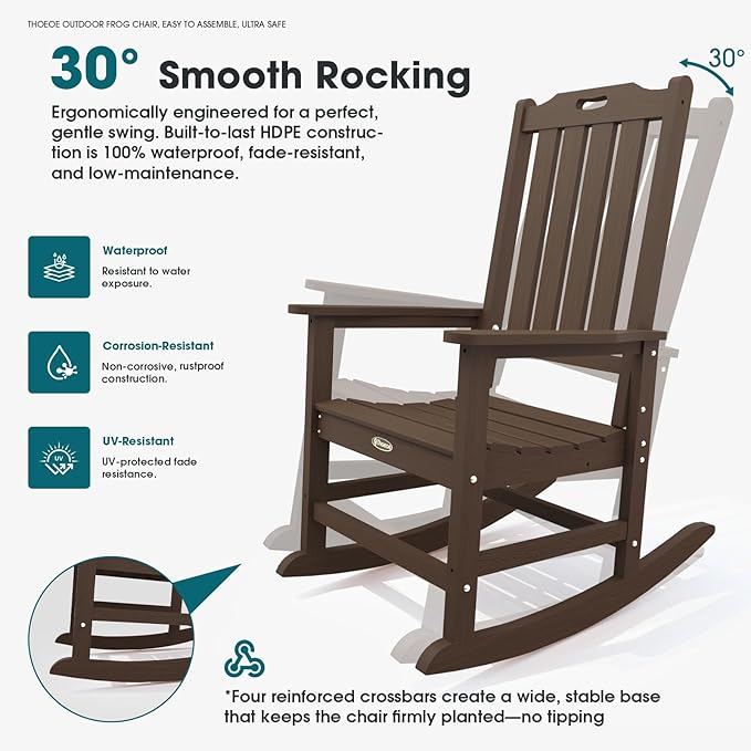 THOEOE Oversized Rocking Chair Set of 4, Outdoor Rocking Chair - Image 3