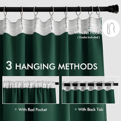 MIULEE Christmas Hunter Green Back Tab Blackout Curtains 52"x108" 2 Panels | - Image 3