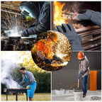 H HZXVOGEN Welding Gloves 16 Inches 932℉ Heat Fire Resistant BBQ Grill Gloves for Arc TIG MIG Wood Stove Barking Oven Fireplace Welder Gloves, Free Size for Men Women
