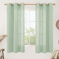 Fresh Green Linen Sheer Curtains 63 Inch Length by LAMIT