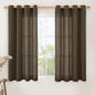 Dark Brown Linen Sheer Curtains 54 Inch Length 2 Panels, Short Linen Textured by LAMIT