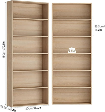 FOTOSOK 6-Tier Open Bookcase and Bookshelf Set of 2, Freestanding Display - Image 2