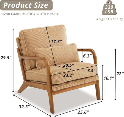 Karl home Mid-Century Modern Accent Chair, Living Room Chairs - Image 2