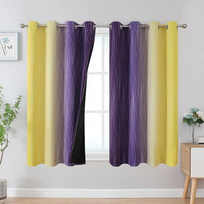 Yellow and Purple Ombre Blackout Curtains - Image 2