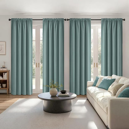 MIULEE 84 Inch Length Dusty Blue Blackout Bedroom Curtains Set of 4 | Thermal - Image 8