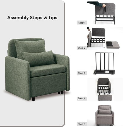 Iroomy 5-Level Adjustable Convertible Sleeper Chair Set of 2, 3-in-1 87'' Long - Image 9