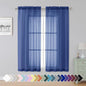 Simplebrand Royal Blue Sheer Curtains 63 Inch Length 2 Panels, Rod Pocket Solid by Simplebrand