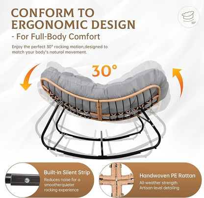 SUNCROWN Oversized Wicker Rocking Chair Indoor Outdoor, 450 LBS Heavy Duty - Image 8