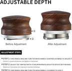 53mm Coffee Distributor, Espresso Distribution Tool, Adjustable Depth Espresso Tamper Leveler with Walnut Wood Handle Fits for 54mm Breville Barista Portafilter