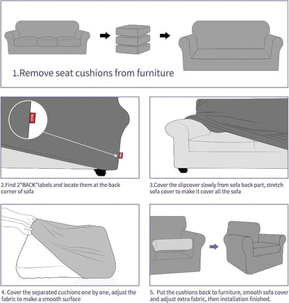 ZNSAYOTX 4 Piece Sofa Covers for Living Room Anti Slip Stretch Couch Covers for - Image 6