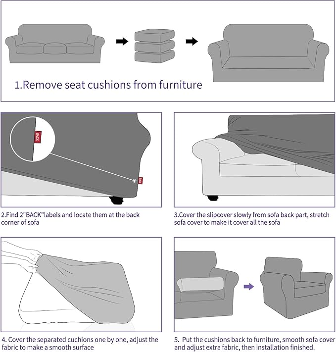 ZNSAYOTX 3 Piece Loveseat Covers - Image 7