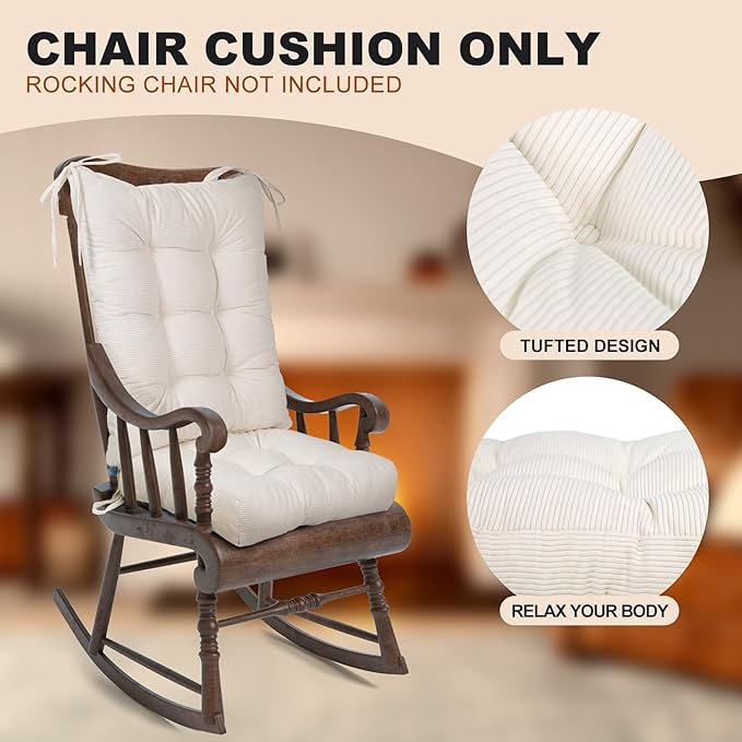 Lokex Rocking Chair Cushion Only, Tufted Non-Slip Comfortable Rocking Chair - Image 3