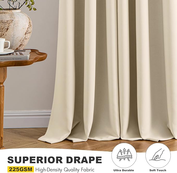 MIULEE Blackout Curtains for Bedroom 2 Panels 40 x 72 Inch Long Cream Beige | - Image 5