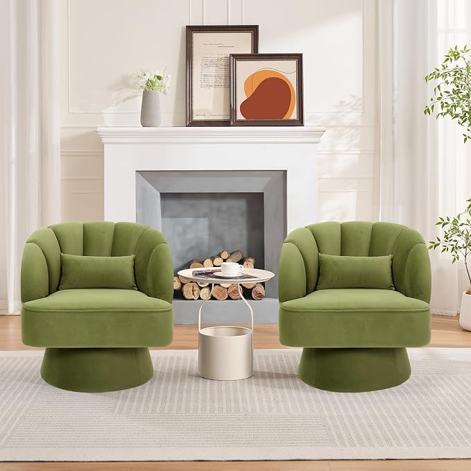 Garvee Ultra-Plush Swivel Accent Chair, 360° Barrel Lounge Chair - Image 6