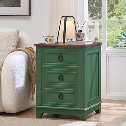 Joaxswe Farmhouse Night Stand Set of 2, Sofa Bed Side Table Chest of Drawers - Image 4