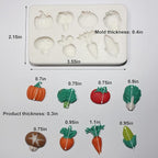 Lovely Small Items Silicone Fondant Molds Set For Cake Topper, Gumpaste, Candy & Chocolate, Polymer Clay and More (Vegetables & Fruits)