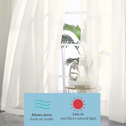 Sheer Curtains 108" inches Long, 2 Panels Sheer Curtain Set, Rod Pocket Voile - Image 4