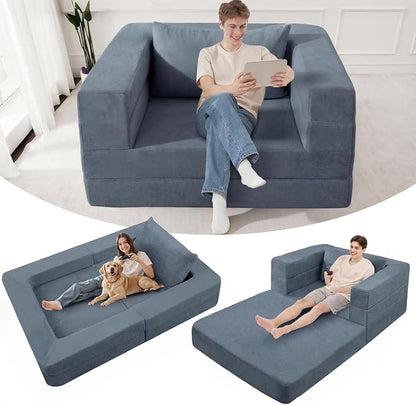 Futon Sofa Bed with Pillow, 3-in-1 Sleeper Sofa Bed with Removable Cover by Cansunna