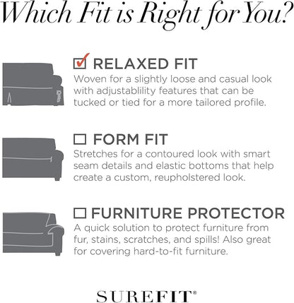 SureFit Cotton Duck Loveseat Box Cushion One Piece Slipcover, Furniture Cover - Image 5
