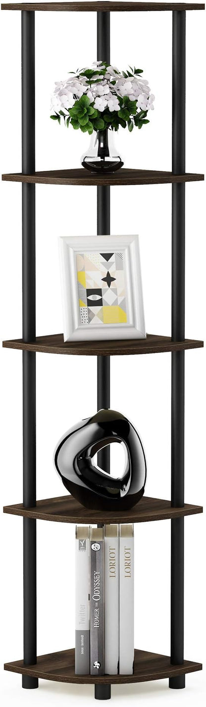 Furinno TURN-N-TUBE Corner Shelf Set of 2, 5-Tier Corner Bookshelf, Open - Image 5