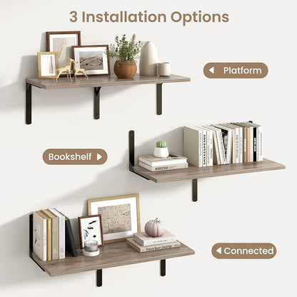 Fun Memories Floating Shelves for Wall, 12 Inch Deep Floating Shelves Set of 2 - Image 6