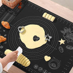 Silicone Baking Mat 32" x 24" Extra Thickness Dough Rolling Mat with Measurements and Edge Heightening, Non-stick Food Grade Silicone Pastry Mat for Pastry, Bread, Cookies, Pizza, Fondant, Pasta-Black