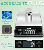 NEXT-SHINE Food Kitchen Scale 11lb 0.1g/0.01oz Precise Graduation, 9 Units Rechargeable Digital Scale Stainless Steel Platform LCD Display