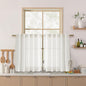 24 Inch Linen Curtains for Kitchen Beige White Small Window Semi Sheer Curtains by Nanspring