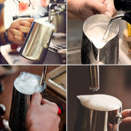 Milk Frothing Jug, Milk Frothing Pitcher Pouring Jug Espresso Cup with Measurement Inside 32oz/900ml Stainless Steel Creamer Cup for Making Coffee Cappuccino Hot Chocolate Machine
