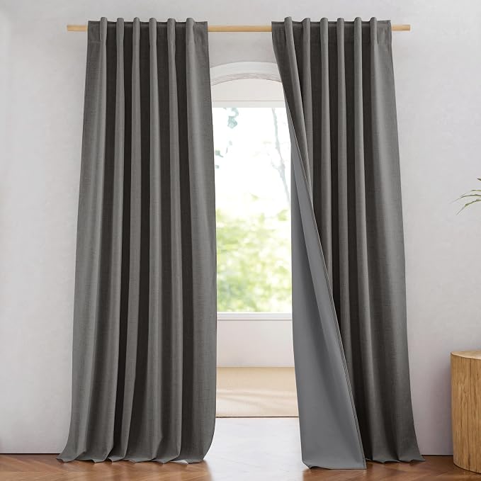 NICETOWN 100% Blackout Grizzle Gray Curtains 90 inches Long by NICETOWN