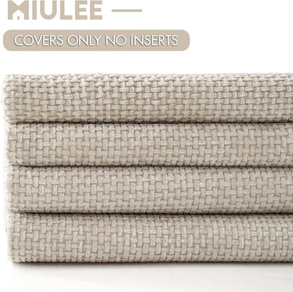 MIULEE Soft Decorative Chenille Pillow Covers Cream 16x16 Pack of 4 | Modern - Image 6