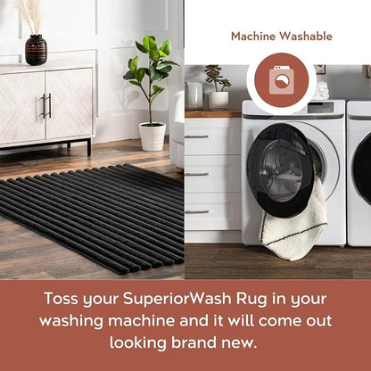 nuLOOM Kai Charcoal Striped Washable Area Rug - Image 2
