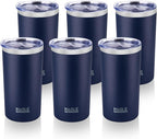 HASLE OUTFITTERS 12 oz Skinny Tumbler, Stainless Steel Insulated Slim Tumbler set bulk with Lid, Reusable Double Wall Travel Coffee Mug, Durable Powder Coated Travel Water Cup(Navy,6)