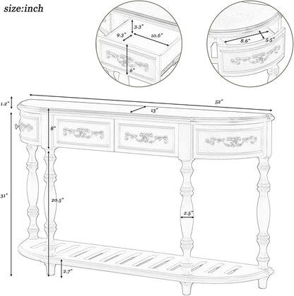 Retro Curved Console Table, Antique Blue - Image 2
