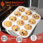 CAKETIME Silicone Muffin Pans for Baking, Metal Reinforced Frame Regular 24 Cups & Mini 12 Cups Cupcake Pan Nonstick Muffin Pan for Homemade Baking Easy to Handle