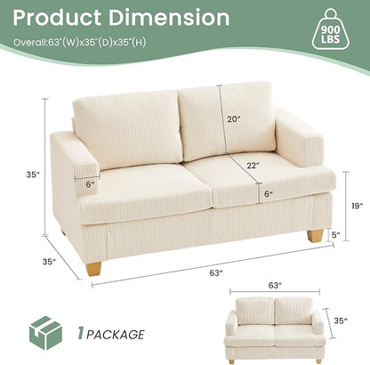 YOUDENOVA 63" Corduroy Sofa Couch Loveseat - Image 2