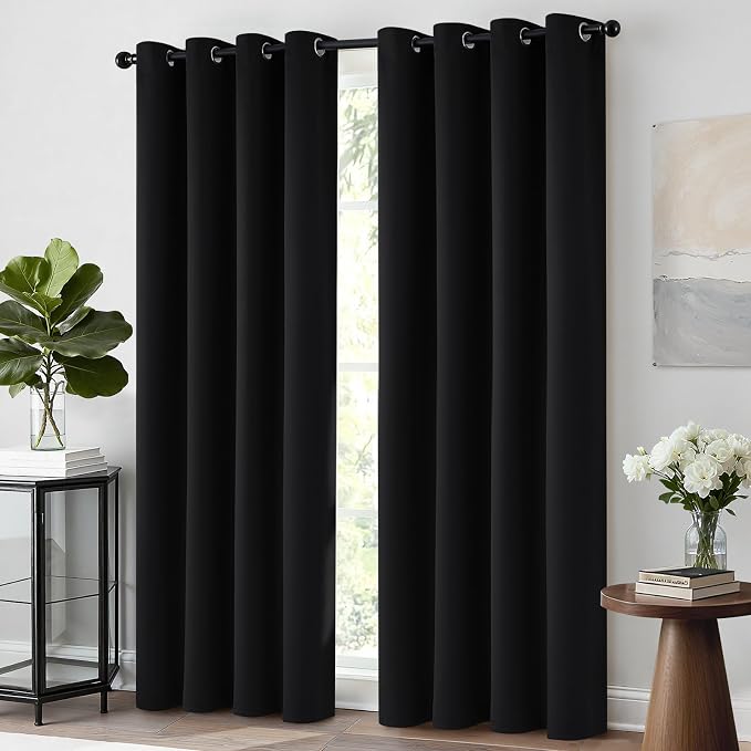 Yakamok Room Darkening Curtains 52x72 inch Length Black-Living Room | 2 panels - Image 2