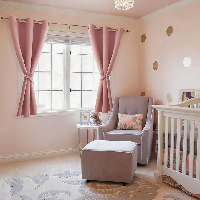Blackout Curtains for Bedroom, 2 Panels Dusty Rose, 38 x 54 Inch | Light - Image 6