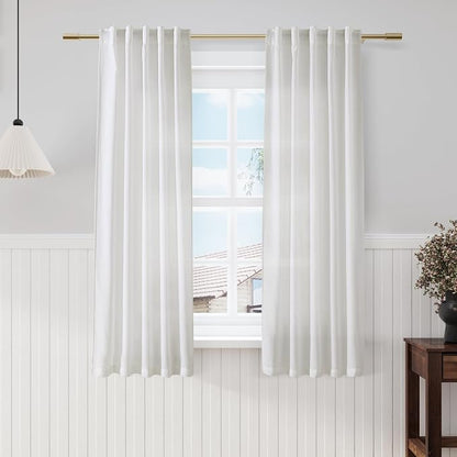 Off White Linen Curtains 63 inches Long by Nanspring