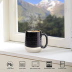 Hasense Coffee Mugs Set of 2, 20 oz Coffee Cups Ceramic, Big Tea Cup with Comfortable Handle, Black Coffee Mug Set for Office and Home, Ideal for Latte Soup Tea Mike, Dishwasher Microwave Safe