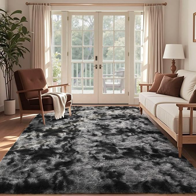 4x6 Ft Shag Rugs for Bedroom Living Room, Tie-Dyed Ultra Soft Fluffy Furry Area by Cuzwlovita