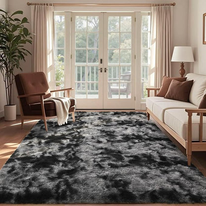 4x6 Ft Shag Rugs for Bedroom Living Room, Tie-Dyed Ultra Soft Fluffy Furry Area by Cuzwlovita