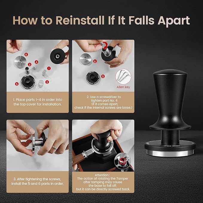 MHW-3BOMBER 54mm Espresso Tamper, 53.35mm Double Spring Coffee Loaded Tamper Tool, Compatible with 53mm/54mm Breville Portafilter, Self Leveling Espresso Hand Tampers, Espresso Accessories,T6000-OS