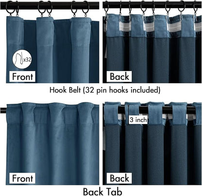 MIULEE Velvet Curtains 50W x 90L 2 Panels Stone Blue Blackout Curtains | Luxury - Image 3