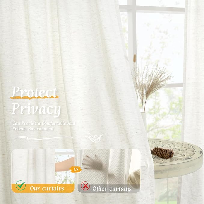 Natural Linen 63 Inch Length Curtains - Image 5