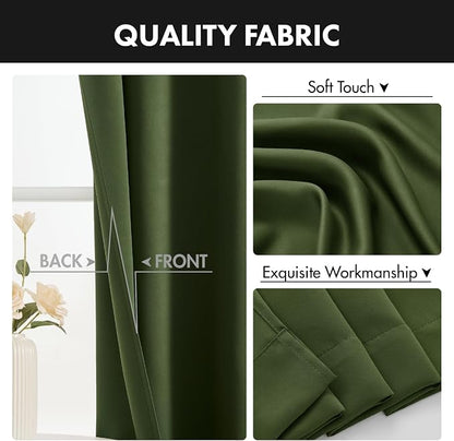 MIULEE 4 Panels Set Olive Green Blackout Curtains 63 Inch Length Bedroom | - Image 8