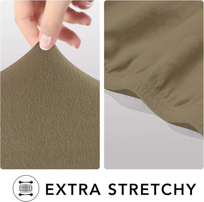 PureFit Stretch Couch Covers for Sofa Large Sofa Slipcovers Tan | 1-Piece Sofa - Image 4
