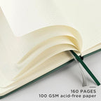 &And Per Se Dotted Journal Notebook, A5 Hardcover Leather Bullet Dotted Journal, 160 Pages 100 gsm Thick Dotted Paper，3 Sheets of Stickers Included - 5.7'' x 8''（Green）